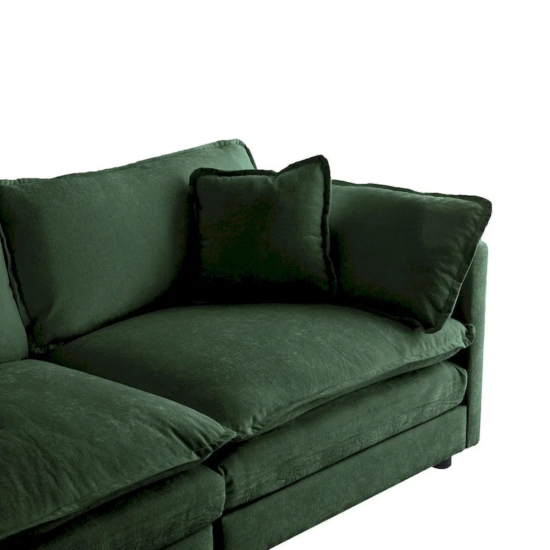 3-teiliges modulares L-förmiges Schnittsofa aus Chenille mit Ottomane