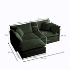 3-teiliges modulares L-förmiges Schnittsofa aus Chenille mit Ottomane