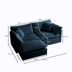 3-teiliges modulares L-förmiges Schnittsofa aus Chenille mit Ottomane