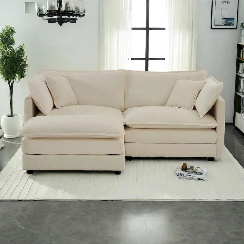 3-teiliges modulares L-förmiges Schnittsofa aus Chenille mit Ottomane