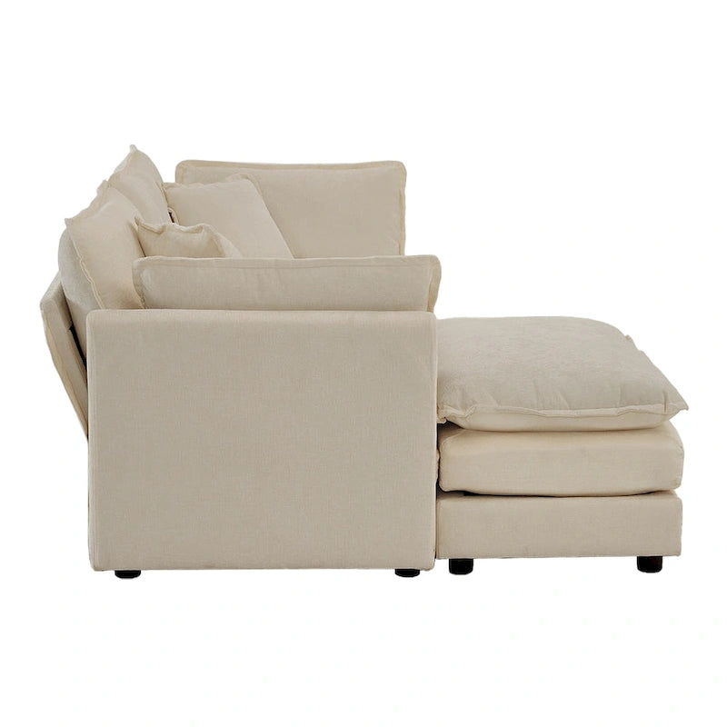 3-teiliges modulares L-förmiges Schnittsofa aus Chenille mit Ottomane
