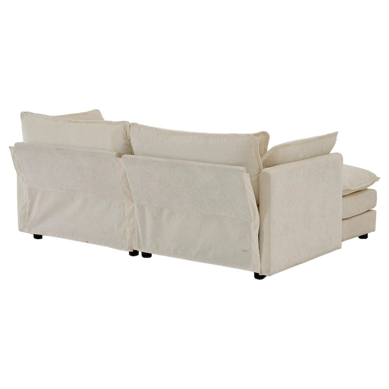 3-teiliges modulares L-förmiges Schnittsofa aus Chenille mit Ottomane