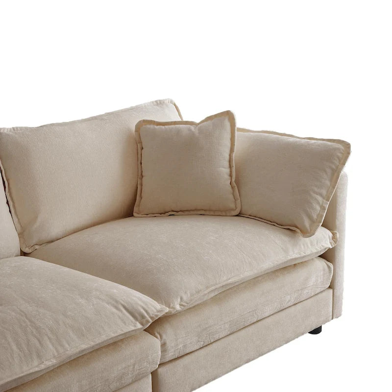 3-teiliges modulares L-förmiges Schnittsofa aus Chenille mit Ottomane