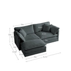 3-teiliges modulares L-förmiges Schnittsofa aus Chenille mit Ottomane