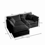 3-teiliges modulares L-förmiges Schnittsofa aus Chenille mit Ottomane