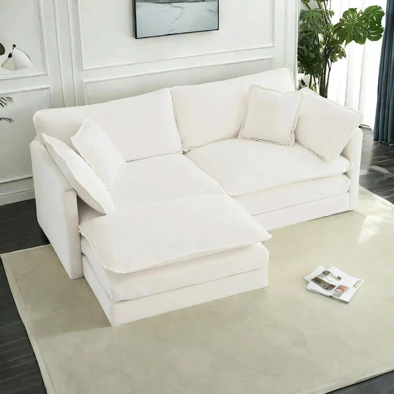 3-teiliges modulares L-förmiges Schnittsofa aus Chenille mit Ottomane