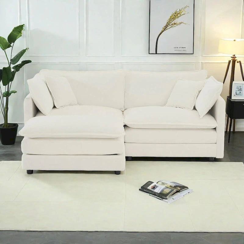 3-teiliges modulares L-förmiges Schnittsofa aus Chenille mit Ottomane