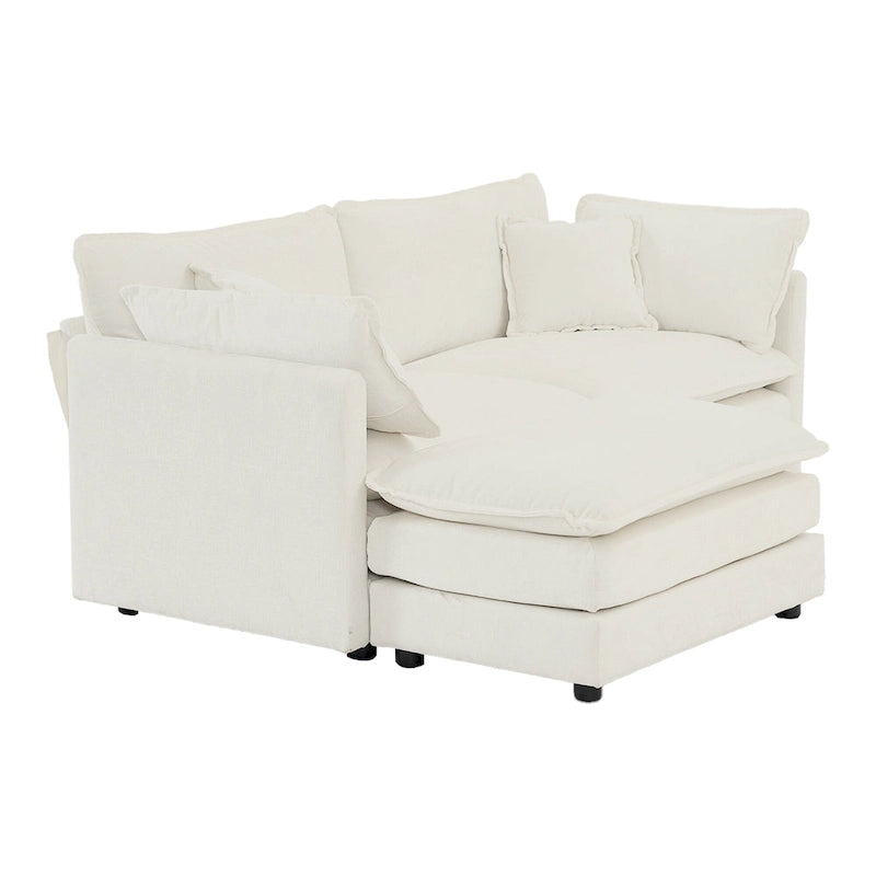 3-teiliges modulares L-förmiges Schnittsofa aus Chenille mit Ottomane