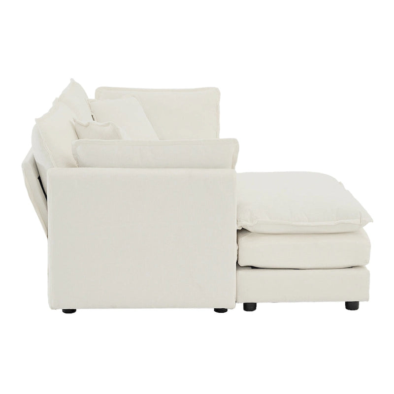 3-teiliges modulares L-förmiges Schnittsofa aus Chenille mit Ottomane