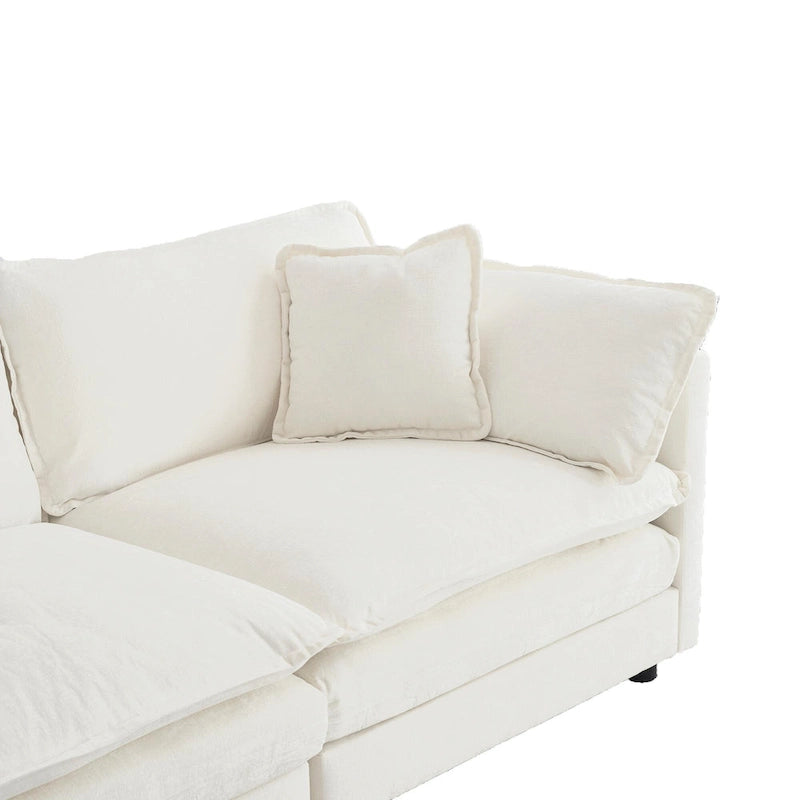3-teiliges modulares L-förmiges Schnittsofa aus Chenille mit Ottomane