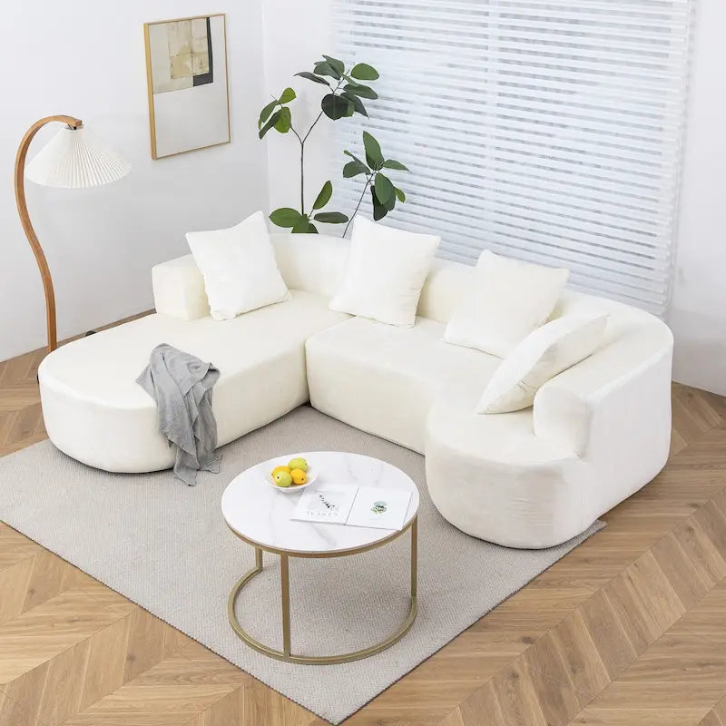 XINMICS 99.61 Modulares Polster-Ecksofa, modernes 3-Sitzer-L-förmiges Kompressionssofa mit Recamiere, links ausgerichtet