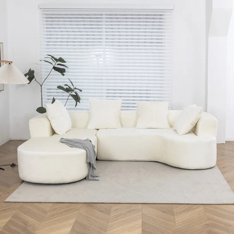 XINMICS 99.61 Modulares Polster-Ecksofa, modernes 3-Sitzer-L-förmiges Kompressionssofa mit Recamiere, links ausgerichtet