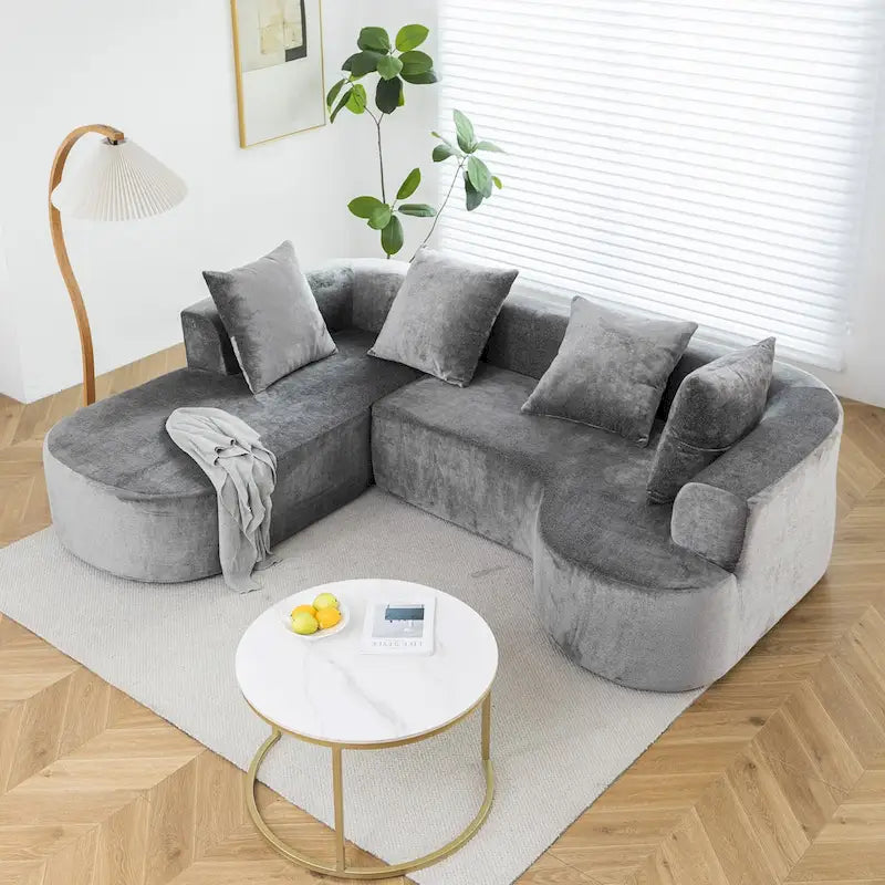 XINMICS 99.61 Modulares Polster-Ecksofa, modernes 3-Sitzer-L-förmiges Kompressionssofa mit Recamiere, links ausgerichtet