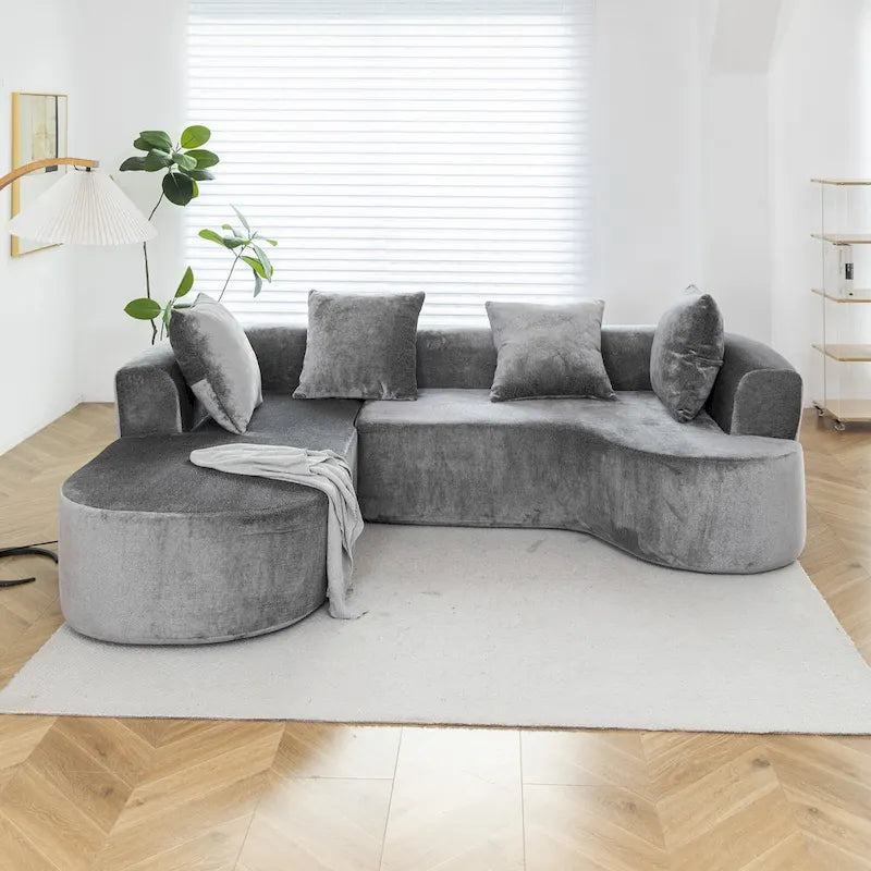 XINMICS 99.61 Modulares Polster-Ecksofa, modernes 3-Sitzer-L-förmiges Kompressionssofa mit Recamiere, links ausgerichtet
