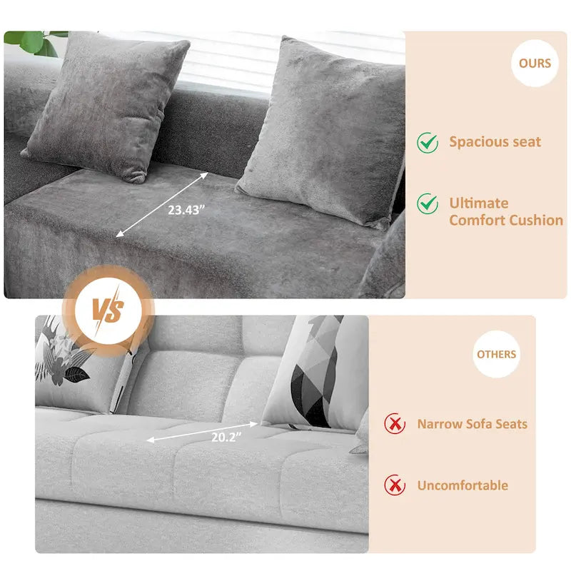 XINMICS 99.61 Modulares Polster-Ecksofa, modernes 3-Sitzer-L-förmiges Kompressionssofa mit Recamiere, links ausgerichtet