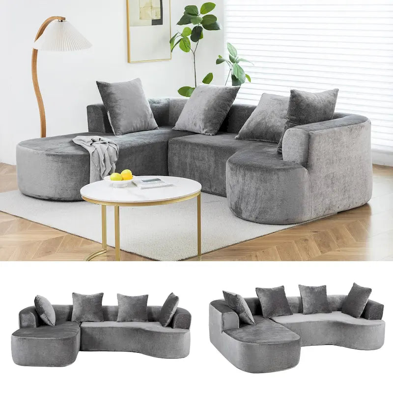 XINMICS 99.61 Modulares Polster-Ecksofa, modernes 3-Sitzer-L-förmiges Kompressionssofa mit Recamiere, links ausgerichtet