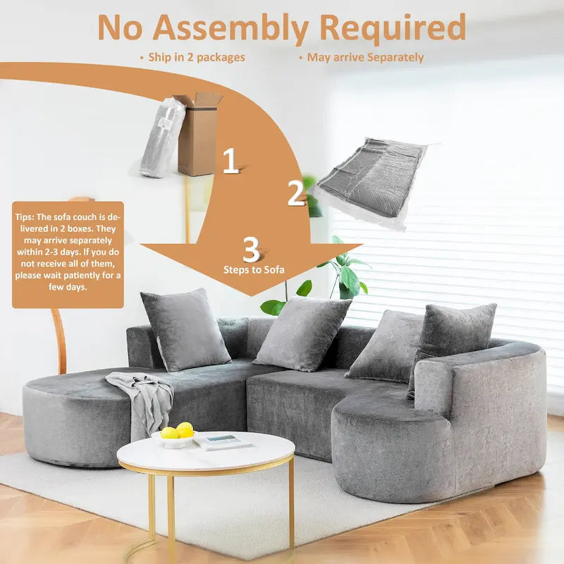 XINMICS 99.61 Modulares Polster-Ecksofa, modernes 3-Sitzer-L-förmiges Kompressionssofa mit Recamiere, links ausgerichtet