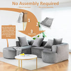 XINMICS 99.61 Modulares Polster-Ecksofa, modernes 3-Sitzer-L-förmiges Kompressionssofa mit Recamiere, links ausgerichtet