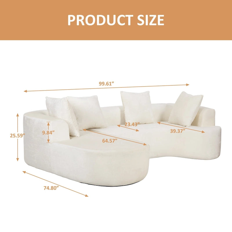 XINMICS 99.61 Modulares Polster-Ecksofa, modernes 3-Sitzer-L-förmiges Kompressionssofa mit Recamiere, links ausgerichtet