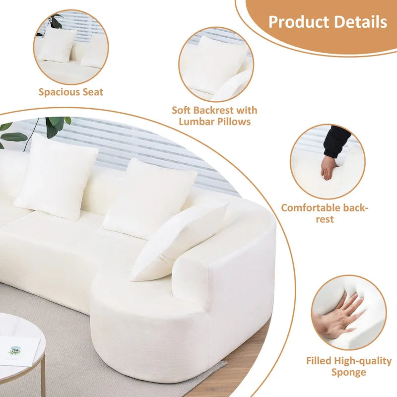 XINMICS 99.61 Modulares Polster-Ecksofa, modernes 3-Sitzer-L-förmiges Kompressionssofa mit Recamiere, links ausgerichtet