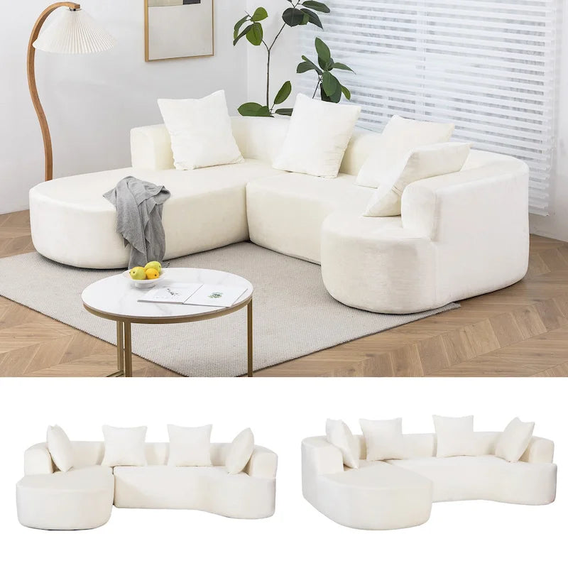 XINMICS 99.61 Modulares Polster-Ecksofa, modernes 3-Sitzer-L-förmiges Kompressionssofa mit Recamiere, links ausgerichtet