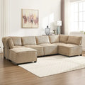 U-förmiges Cord-Polster Ecksofa, 6-Sitzer, wandelbar, modular, für das Wohnzimmer geeignet
