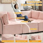U-förmiges Cord-Polster Ecksofa, 6-Sitzer, wandelbar, modular, für das Wohnzimmer geeignet