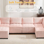 U-förmiges Cord-Polster Ecksofa, 6-Sitzer, wandelbar, modular, für das Wohnzimmer geeignet