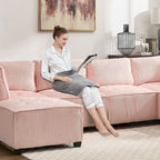 U-förmiges Cord-Polster Ecksofa, 6-Sitzer, wandelbar, modular, für das Wohnzimmer geeignet