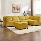 U-förmiges Cord-Polster Ecksofa, 6-Sitzer, wandelbar, modular, für das Wohnzimmer geeignet