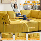 U-förmiges Cord-Polster Ecksofa, 6-Sitzer, wandelbar, modular, für das Wohnzimmer geeignet