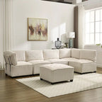 U-förmiges Cord-Polster Ecksofa, 6-Sitzer, wandelbar, modular, für das Wohnzimmer geeignet