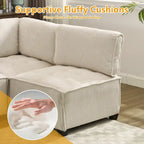 U-förmiges Cord-Polster Ecksofa, 6-Sitzer, wandelbar, modular, für das Wohnzimmer geeignet
