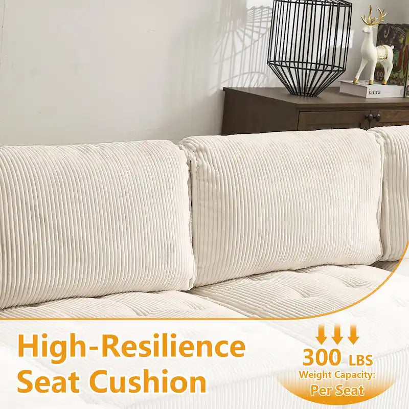 U-förmiges Cord-Polster Ecksofa, 6-Sitzer, wandelbar, modular, für das Wohnzimmer geeignet