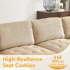 U-förmiges Cord-Polster Ecksofa, 6-Sitzer, wandelbar, modular, für das Wohnzimmer geeignet