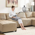U-förmiges Cord-Polster Ecksofa, 6-Sitzer, wandelbar, modular, für das Wohnzimmer geeignet