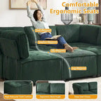 U-förmiges Cord-Polster Ecksofa, 6-Sitzer, wandelbar, modular, für das Wohnzimmer geeignet