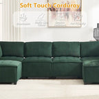 U-förmiges Cord-Polster Ecksofa, 6-Sitzer, wandelbar, modular, für das Wohnzimmer geeignet