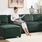 U-förmiges Cord-Polster Ecksofa, 6-Sitzer, wandelbar, modular, für das Wohnzimmer geeignet