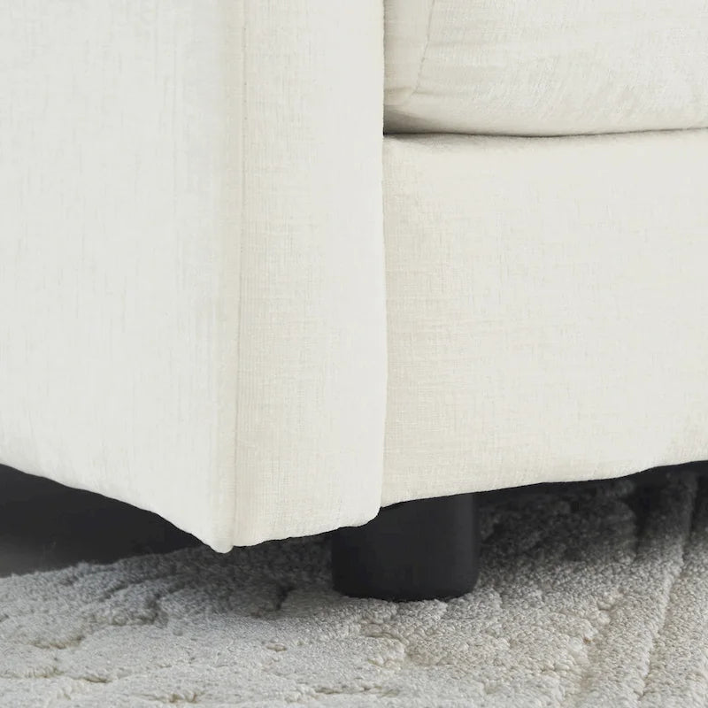 5-teiliges modulares L-förmiges Schnittsofa mit Ottomane, Chenille-bezogen