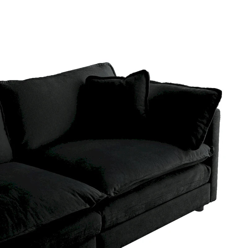 5-teiliges modulares L-förmiges Schnittsofa mit Ottomane, Chenille-bezogen