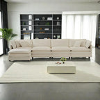 5-teiliges modulares L-förmiges Schnittsofa mit Ottomane, Chenille-bezogen