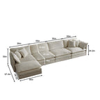 5-teiliges modulares L-förmiges Schnittsofa mit Ottomane, Chenille-bezogen