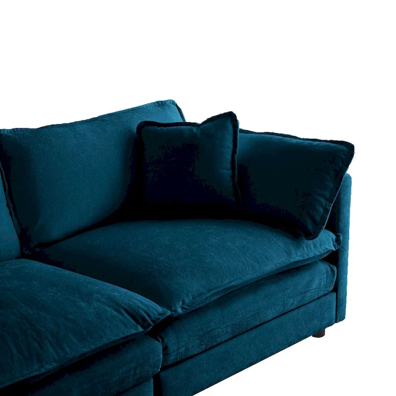 5-teiliges modulares L-förmiges Schnittsofa mit Ottomane, Chenille-bezogen