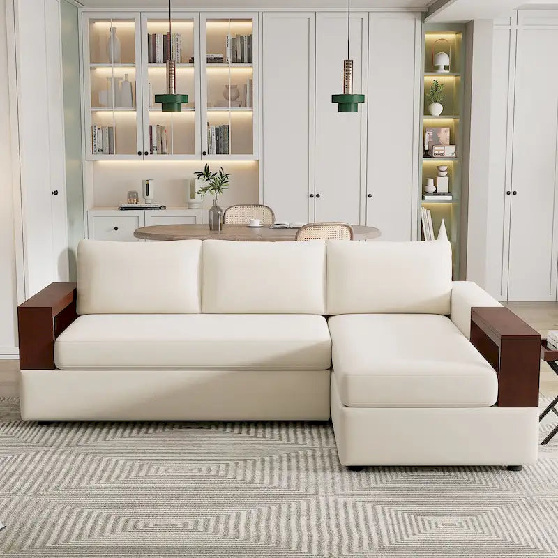 Christopher Knight Home - 87.4 L-förmiges Schlafsofa mit beidseitig verwendbaren Armlehnen und integriertem Longchair