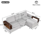 Christopher Knight Home - 87.4 L-förmiges Schlafsofa mit beidseitig verwendbaren Armlehnen und integriertem Longchair