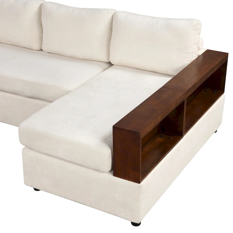 Christopher Knight Home - 87.4 L-förmiges Schlafsofa mit beidseitig verwendbaren Armlehnen und integriertem Longchair