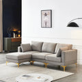 Christopher Knight Home - Beiges L-förmiges Sektionssofa mit goldenen Metallbeinen und Ottomane