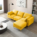 Christopher Knight Home - Beiges L-förmiges Sektionssofa mit goldenen Metallbeinen und Ottomane