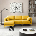 Christopher Knight Home - Beiges L-förmiges Sektionssofa mit goldenen Metallbeinen und Ottomane